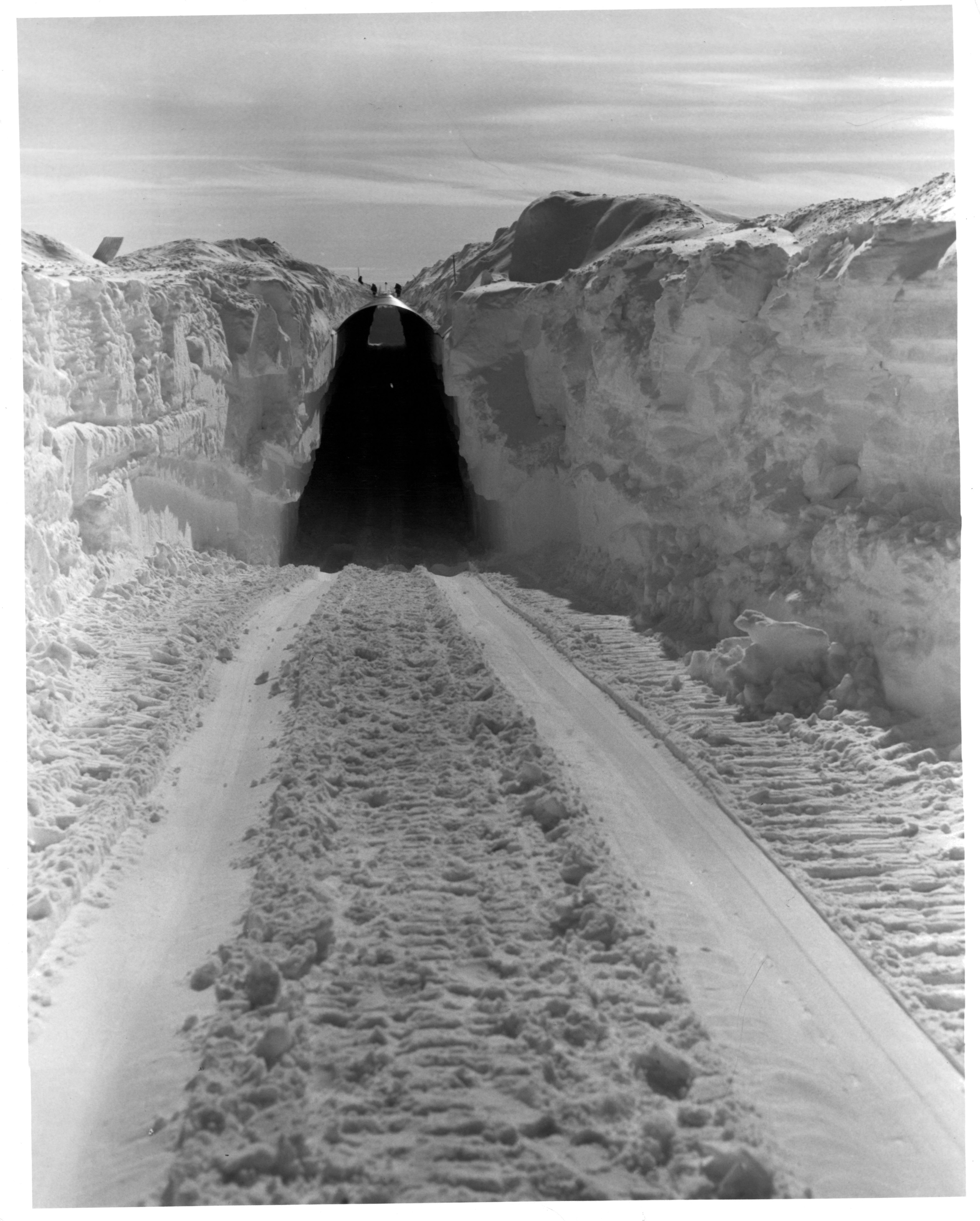 A view of the main trench to the permanent camp at Century Camp, Greenland.