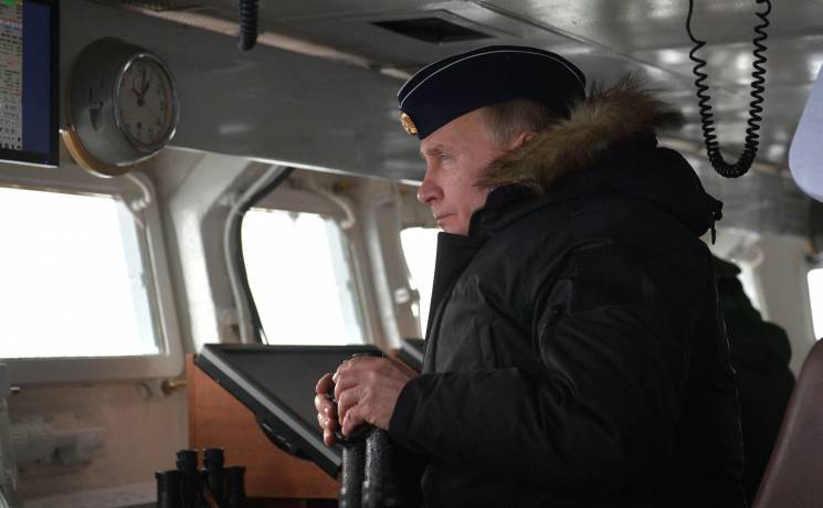 Russian President Putin aboard a naval vessel