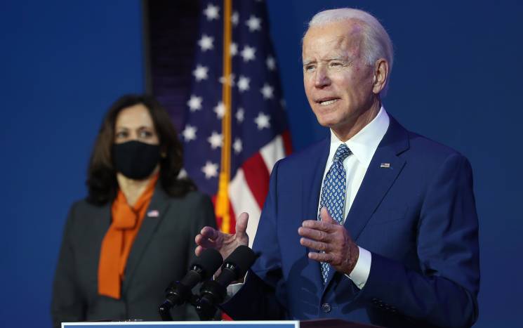 President Elect Biden gives a speech