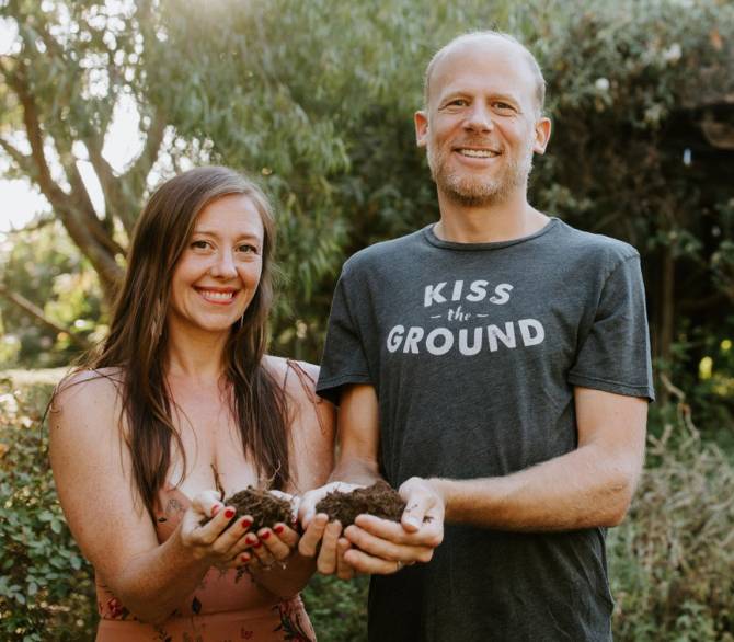 Common Ground co-directors, co-writers, and co-producers Rebecca and Josh Tickell at their Big Picture Ranch, the only working farm ranch that also serves as a film studio committed to films that awaken the world to environmental solutions.
