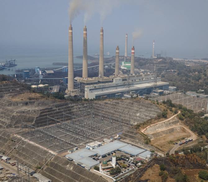 This picture taken on October 31, 2023 shows the Suralaya coal-fired power plant in Cilegon, Indonesia's Banten province.