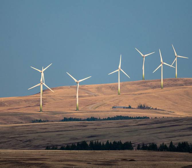 A wind farm near Cowley, Alberta, Canada, in 2022. James MacDonald—Bloomberg/Getty Images