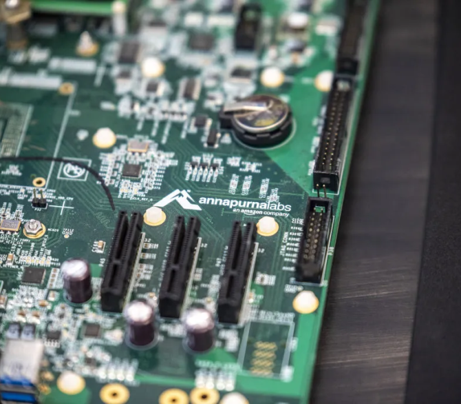 A circuit board at Annapurna Labs in Austin, Texas in 2024.