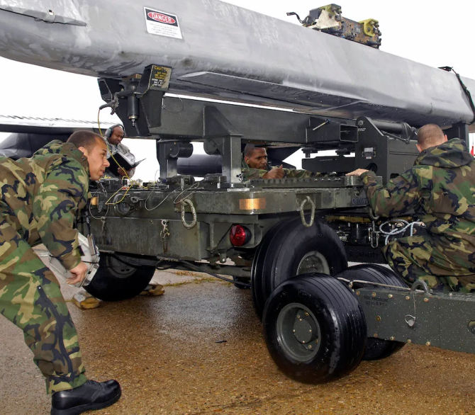 A 2nd Maintenance Squadron weapons load team is evaluated during an Air Combat Command Nuclear Surety Inspection at Barksdale Air Force Base in Louisiana. 