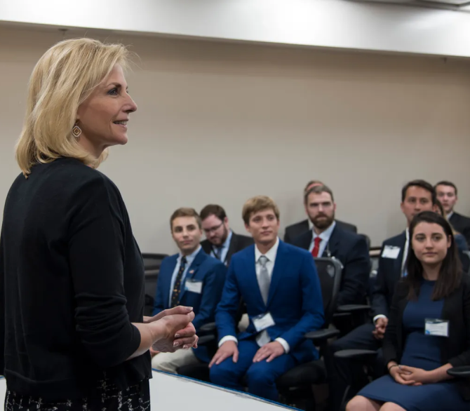 Lisa Gordon-Hagerty, whom Trump appointed as administrator of the National Nuclear Security Administration in 2018, speaks to new NNSA graduate fellows on June 25, 2018.