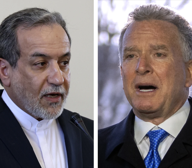 This combo shows Iranian Foreign Minister Abbas Araghchi, left, pictured in Tehran, Iran, Tuesday, Feb. 25, 2025 and Steve Witkoff, right, White House special envoy, pictured in Washington, Wednesday, March 19, 2025. 