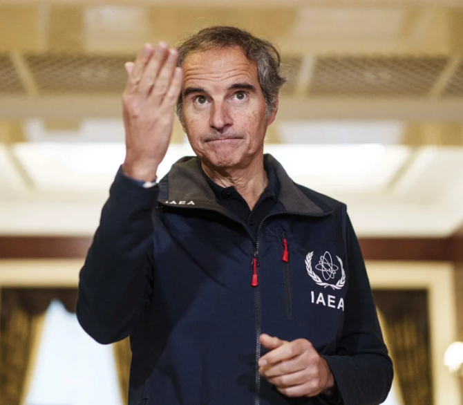 Rafael Mariano Grossi, the director-general of the International Atomic Energy Agency, speaks to journalists during press conference in Kyiv, Ukraine, on Tuesday, June 3, 2025.