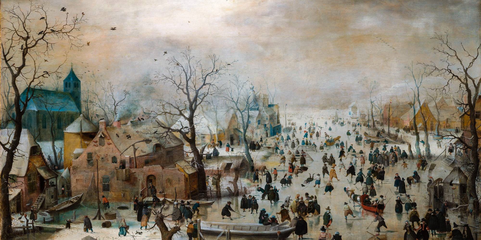 Villagers skating, painting by Hendrick Avercamp